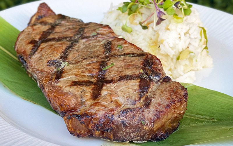 New York Strip Steak with Rice Island Way Grill